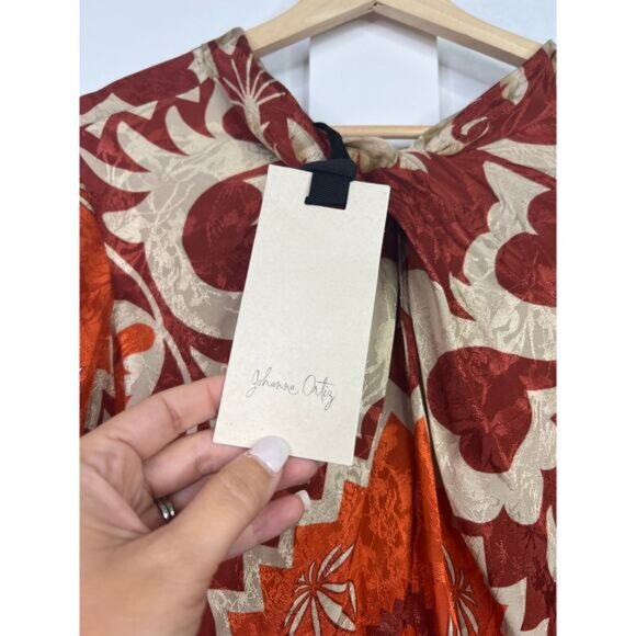 NWT Johanna Ortiz Contorno Lejano Long Sleeve Print Twist Front Mini Dress - Picture 4 of 8